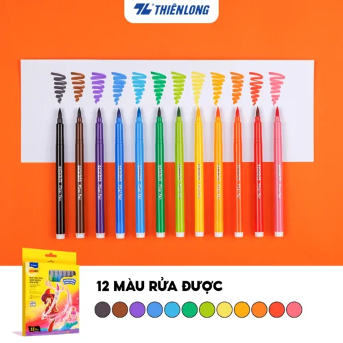 Bút lông màu ngòi brush rửa được Thiên Long 12 màu (3)