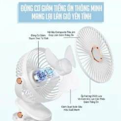 Quạt để bàn tích điện có kẹp