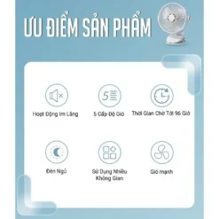 Quạt để bàn tích điện có kẹp