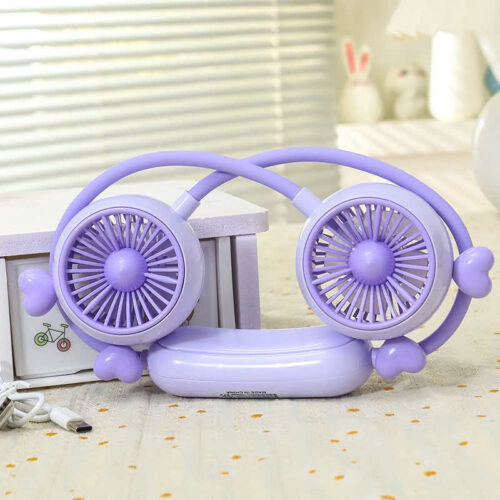 Quạt đeo cổ sạc tích điện trái tim