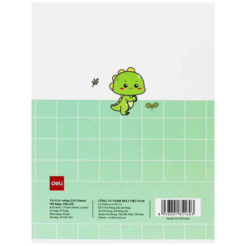 Tập Học Sinh Deli 96 Trang 4 Ô ly 80gsm