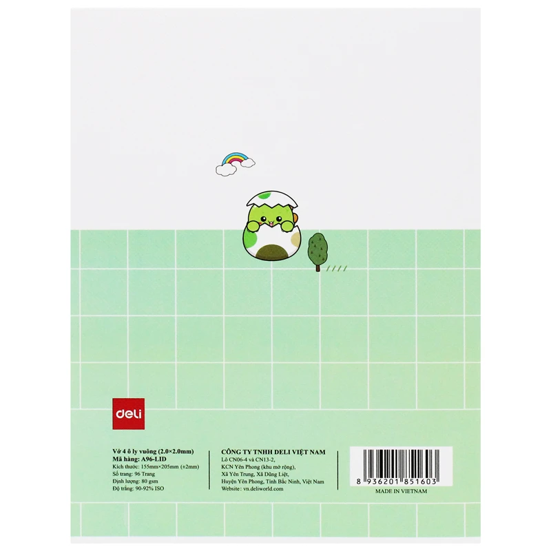 Tập Học Sinh Deli 96 Trang 4 Ô ly 80gsm