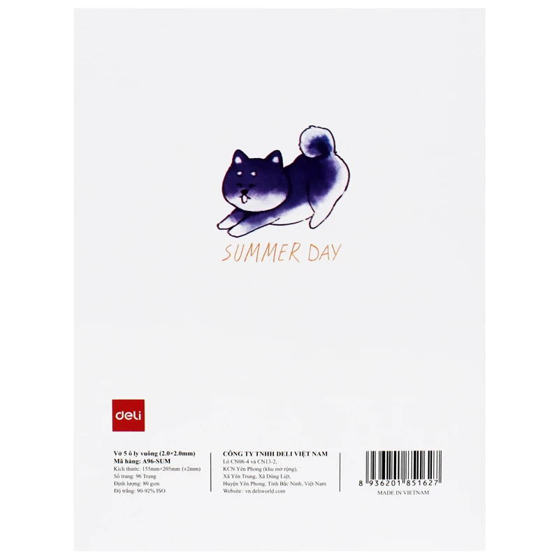 Tập Học Sinh Deli 96 Trang 5 Ô ly 80gsm A96-SUM