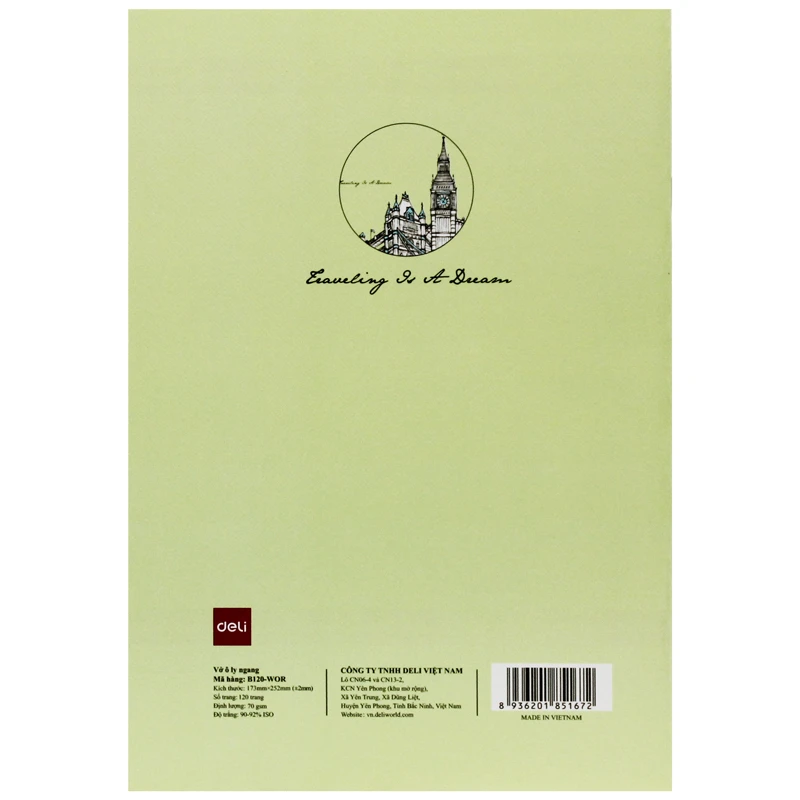 Tập sinh viên Deli 120 Trang kẻ ngang