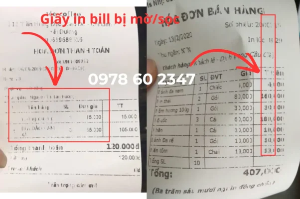 Giấy in bill bị mờ sọc