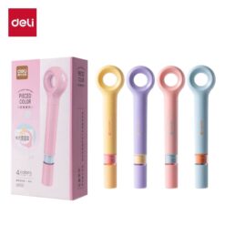 Bút Highlight Deli 4 Màu Pastel Kèm Kính Lúp