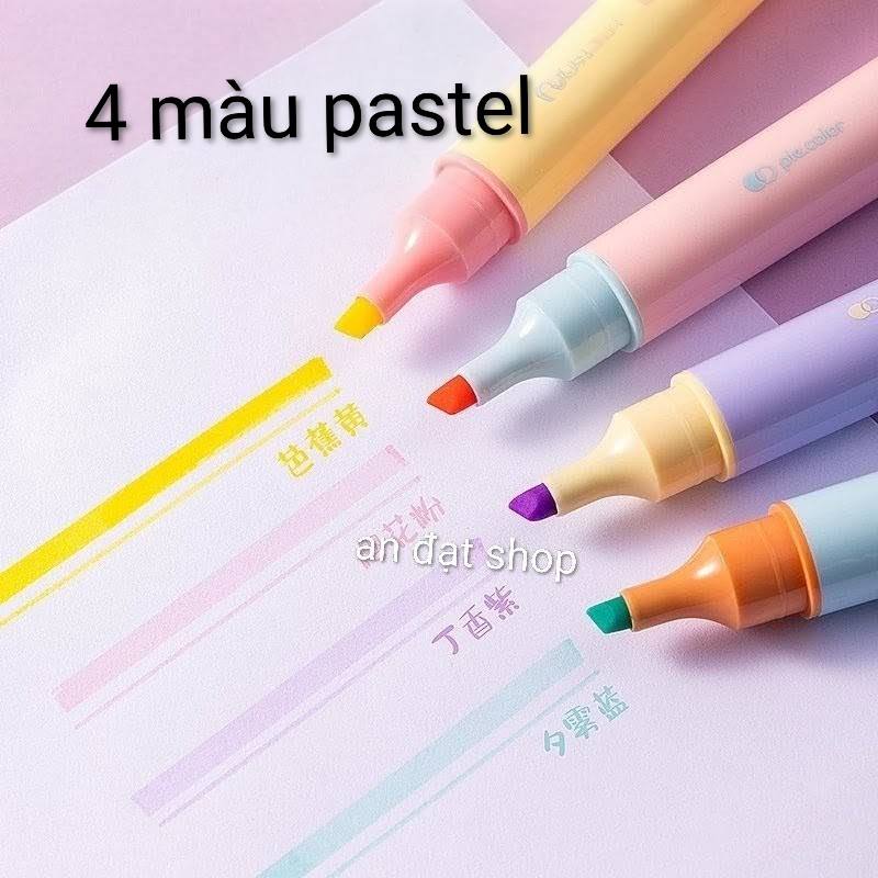 Bút Highlight Deli 4 Màu Pastel Kèm Kính Lúp