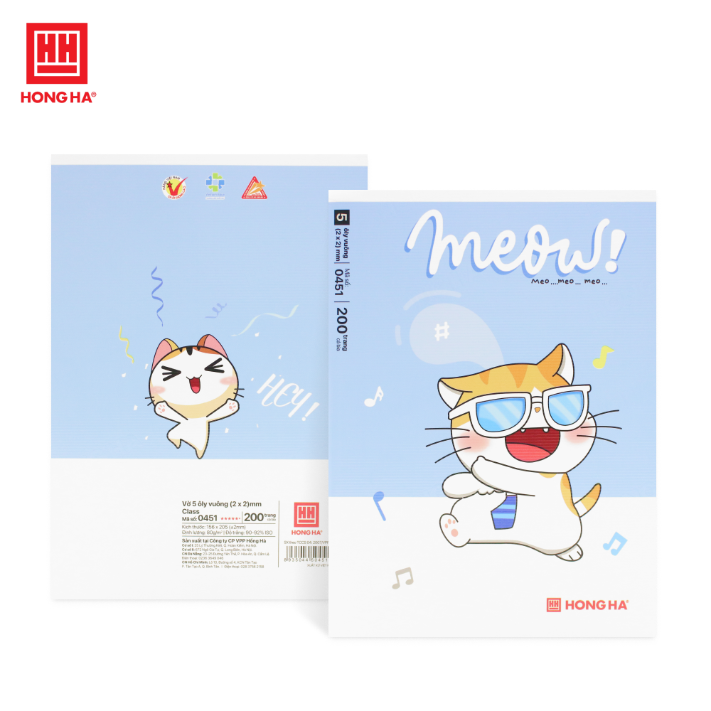 Tập HS Hồng Hà Class Meow 5 Ô Ly 200Tr 80gsm